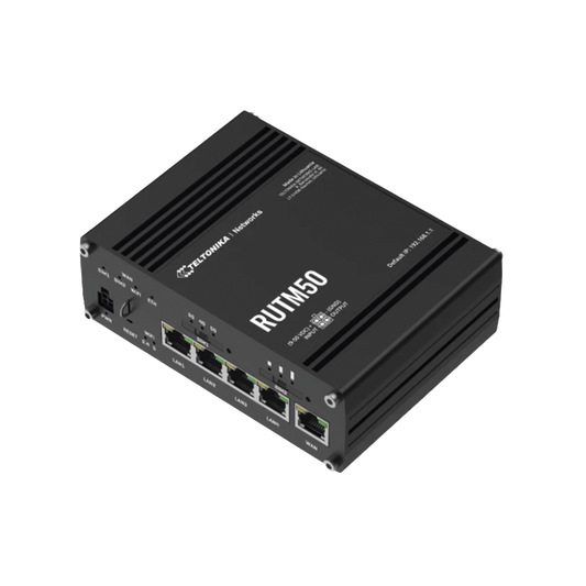 Teltonika RUTM50 5G Dual-SIM Router, up to 3.4 Gbps, RUTM50000000, 4 Ethernet Ports + 1 WAN Port, Wi-Fi Wave-2 802.11ac up to 867 Mbps, USB, Certificates: FirstNet, AT&T, T-Mobile Verizon