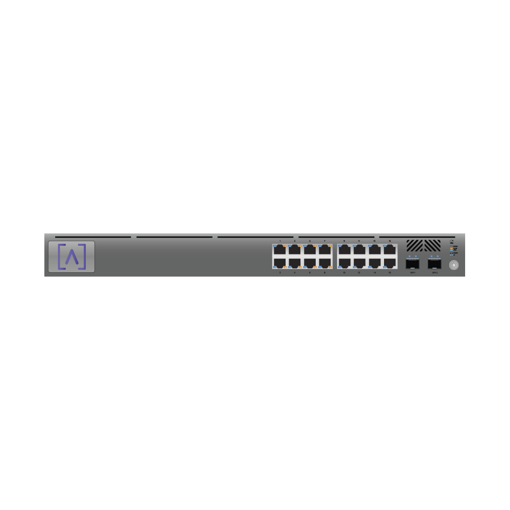 Alta Labs S16-POE Managed Gigabit PoE+ Switch / 16 ports 10/100/1000 Mbps + 2 SFP Uplink Ports / Up to 120W / Alta Labs Cloud.