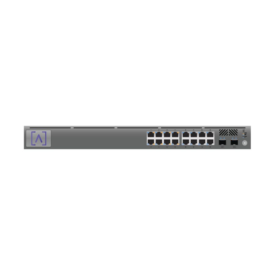 Alta Labs S16-POE Managed Gigabit PoE+ Switch / 16 ports 10/100/1000 Mbps + 2 SFP Uplink Ports / Up to 120W / Alta Labs Cloud.