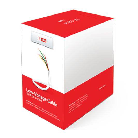 Sfire SF2204/500 Reel of 500 ft / 4 Conductor AWG 22 / White Color for Alarms Systems and Automation, 100% copper