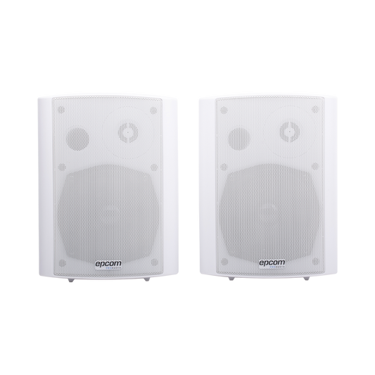 Epcom Proaudio SF-775AW RMS 20Wx2@8ohm Active Wall Mount Speaker plus 20W Passive, ABS body, Metal Grille & Mounting Bracket, 5"+1.5" , White Color