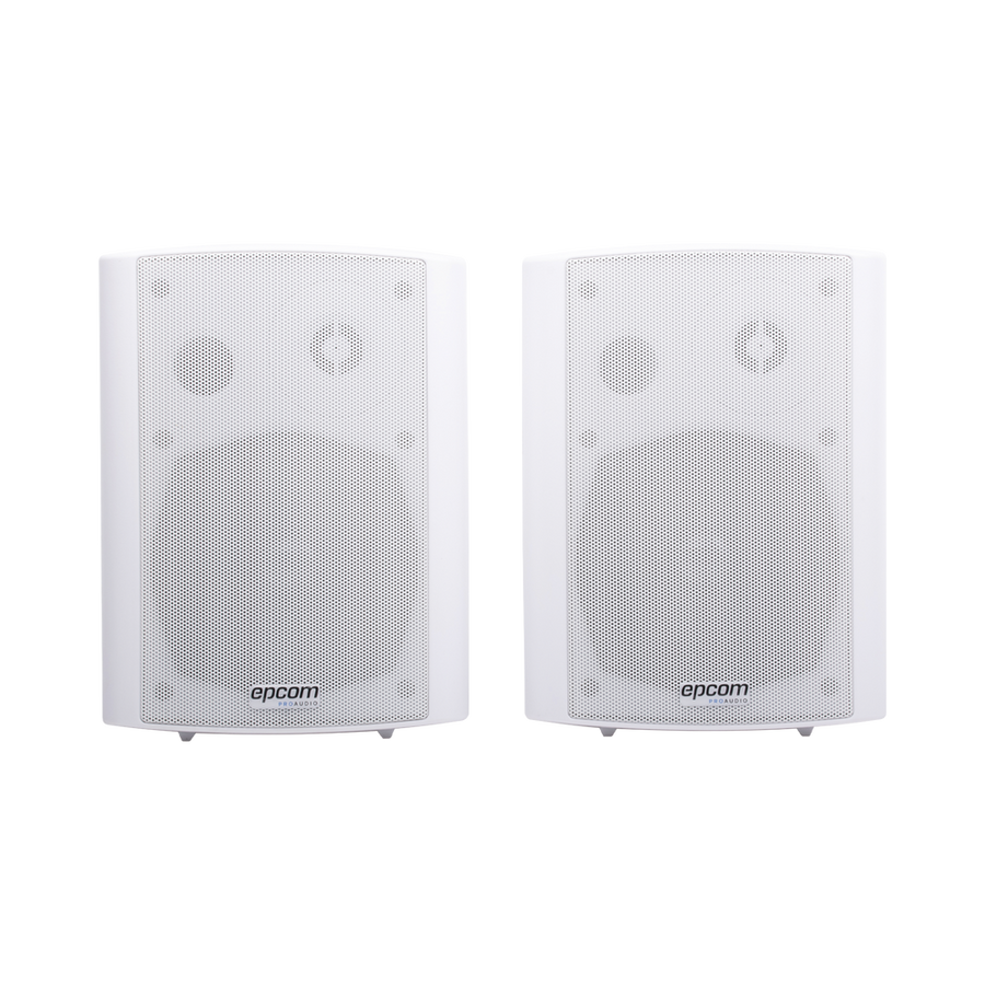 Epcom Proaudio SF-775AW RMS 20Wx2@8ohm Active Wall Mount Speaker plus 20W Passive, ABS body, Metal Grille & Mounting Bracket, 5"+1.5" , White Color