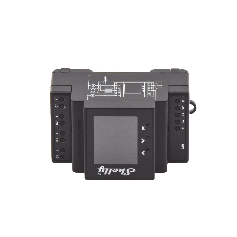 Shelly SHELLYPRO4PM Wi-Fi Wireless Relay / 4 Smart Channels / 16A per Channel, 110-230 V / Compatible with Alexa and Google Home / Ethernet Port and DIN Rail Mounting