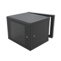 Linkedpro SR-1909-GAP-V4 Wall-Mount Swing Cabinet (with Rear Frame) with 19" Rack and 9 Units. Tempered Glass Window.