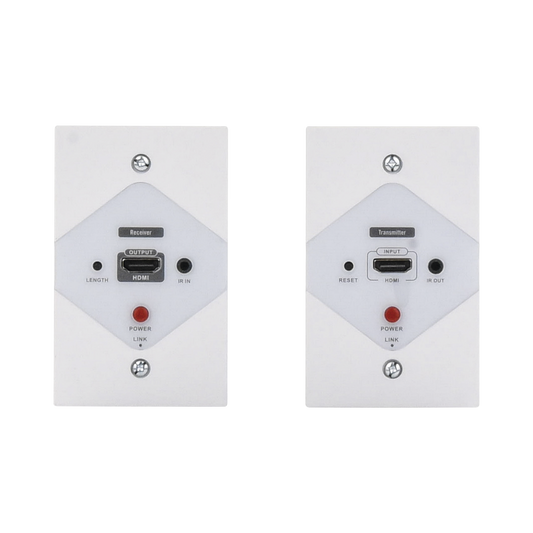 Epcom Titanium TT372W HDMI Extender Kit on WALL PLATES for distances of 40 meters / Resolution 1080P @ 60 Hz / Cat 6/6A/ 7 / HDR / Zero Latency / Supports Remote Control / 2.74 x 4.49" wall plate (US standard size ).