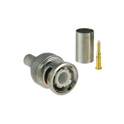 Epcom Titanium TT-RG-91 75 Ohm BNC Male Connector in 3 Pieces, Straight to crimp RG-59/U coaxial cable, Nickel/ Gold/ PTFE.