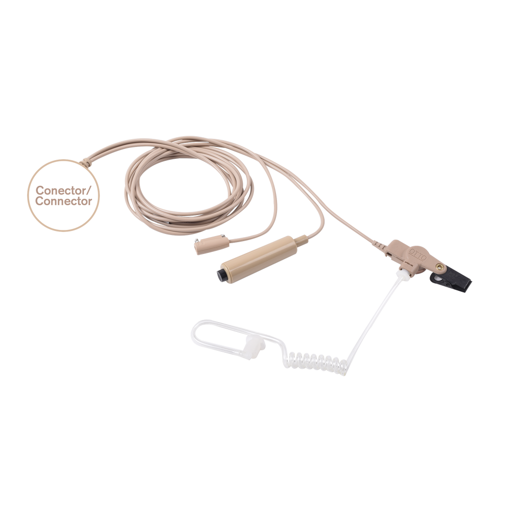 Otto V1-10283 Tan Three Wire Mini-Lapel Microphone-Earphone Professional Kit 3 wire for Motorola radios EP350/450/450S, MAG ONE A8, Hytera TC500/600