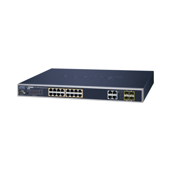 Planet WGSW-20160HP 16-Port 10/100/1000Mbps 802.3at PoE + 4 Port Gigabit TP/SFP Combo Managed Switch