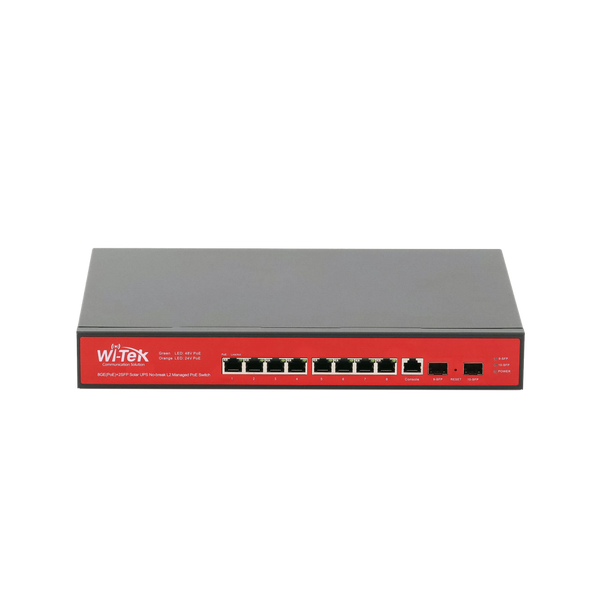 Wi-Tek WI-PMS310GF-UPS-PLUS Solar 10-Port Gigabit Managed PoE Switch with Integrated Controller for Solar Panels and Batteries, 150W Power Budget / Ideal for Outdoor Cabinet Installations