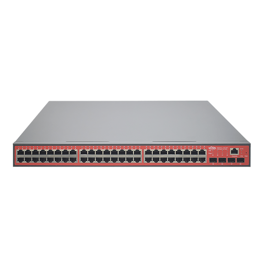 Wi-Tek WI-PMS552F 48-Port Layer 2+ Managed Gigabit PoE Switch with 4x10G SFP+ Uplink Slots, 565W Power Budget, Static Routing, and Advanced Management & Security Features