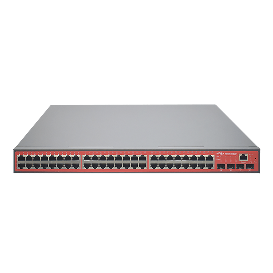 Wi-Tek WI-PMS552F 48-Port Layer 2+ Managed Gigabit PoE Switch with 4x10G SFP+ Uplink Slots, 565W Power Budget, Static Routing, and Advanced Management & Security Features