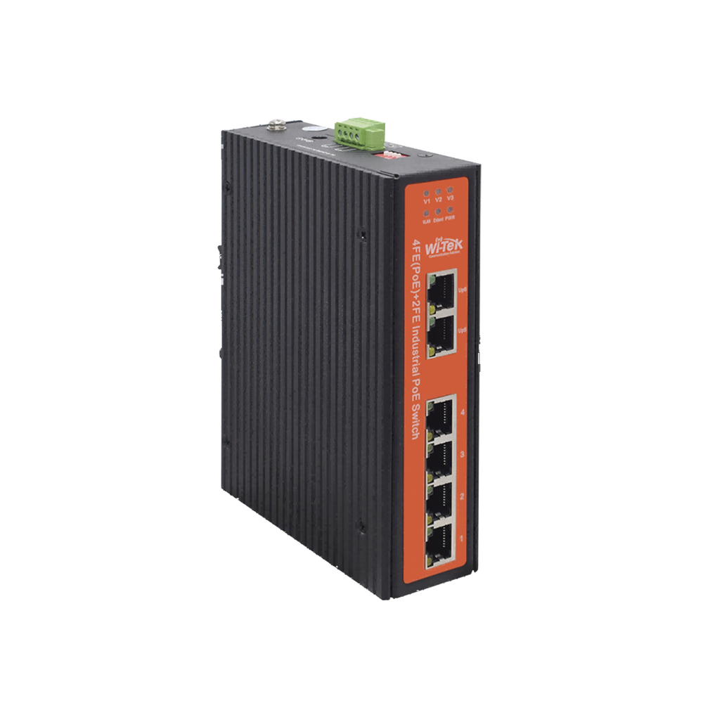 Wi-Tek WIPS206IV2 Industrial Switch 4 PoE Ports Fast Ethernet 802.3af/at + 2 Uplink Gigabit Ports