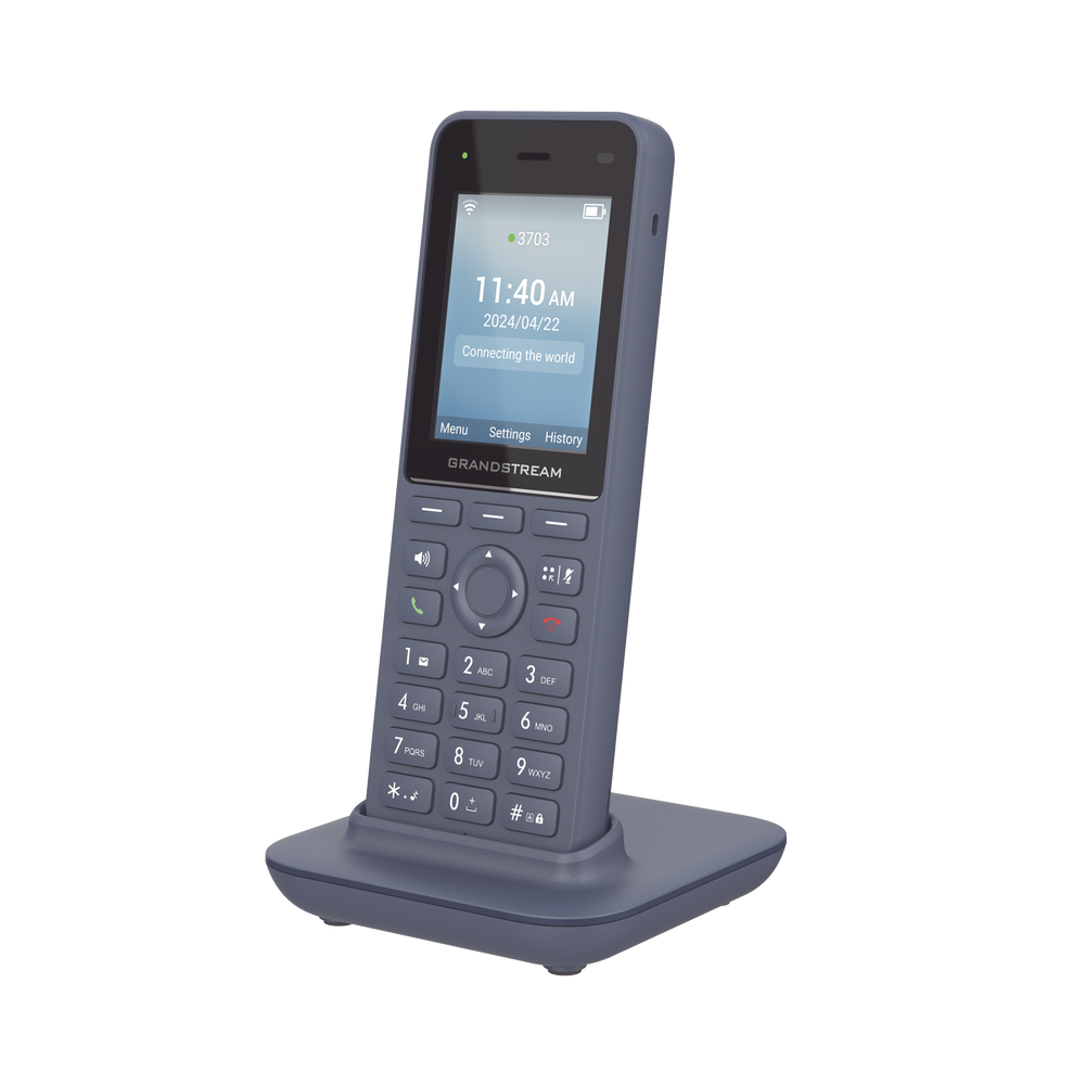 Grandstream WP826 Cordless Wi-Fi IP Phone WP826 / Dual-band Wi-Fi 6 / Advanced Roaming / HD Voice with Opus / 4-way Voice Conferencing / Push-to-Talk Function / Bluetooth and Emergency / 3000mAh Battery with 12 Hours Talk Time