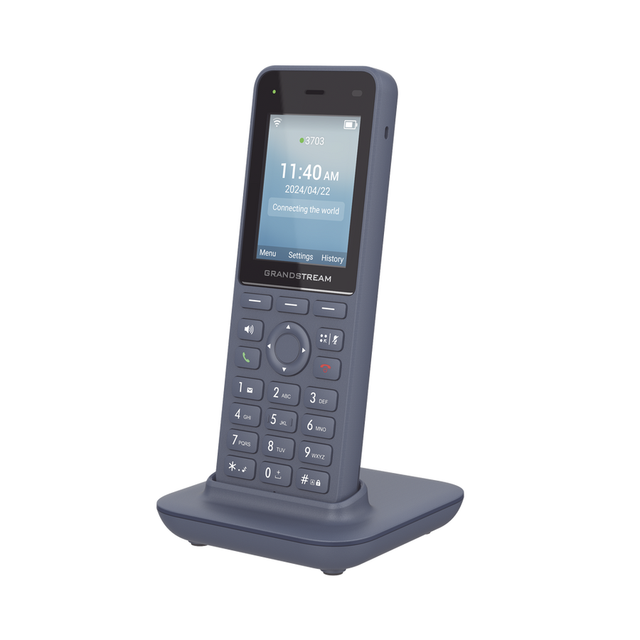 Grandstream WP826 Cordless Wi-Fi IP Phone WP826 / Dual-band Wi-Fi 6 / Advanced Roaming / HD Voice with Opus / 4-way Voice Conferencing / Push-to-Talk Function / Bluetooth and Emergency / 3000mAh Battery with 12 Hours Talk Time