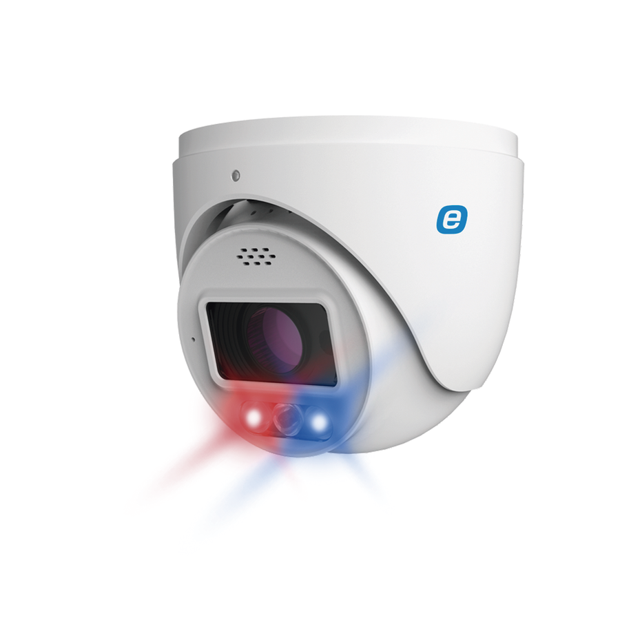 Epcom XE82T-GEN3 Turret IP 8 MP / POE / 24/7 Color Image / 131ft (40m) Smart Dual Light (White Light + IR) / Integrated WDR (120dB) / Micro SD / IP66 / 2.8 mm Lens / Cloud Video Recording / Metal / Red and blue strobe / Integrated Siren / Two way audio