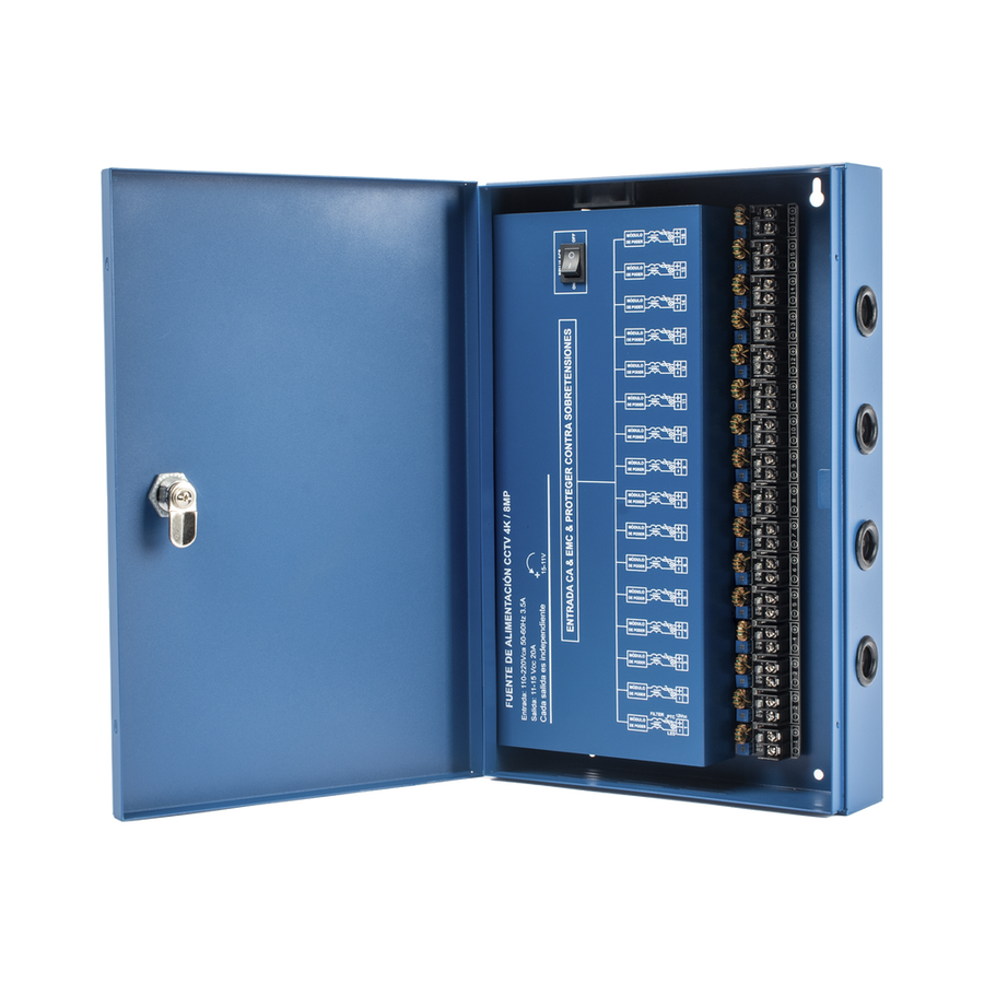 Epcom Powerline XP-16DC-20-4KV Professional HEAVY DUTY Power Supply @ 20 Amps / 16 Channels / Up to 1.25 Amps per Output / Independent Adjustment from 11 to 15 Vdc per Output / Overload Protection / Noise Filter per Channel / Recommended for 4K