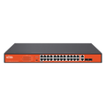 Wi-Tek WI-PS526G-V4 24-Port Fast Ethernet PoE Switch with 2x Combo SFP, Hi-PoE (60W), 250m Extend Mode, 250W PoE Budget, DIP Switch, and CCTV Optimization