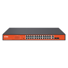 Wi-Tek WI-PS526G-V4 24-Port Fast Ethernet PoE Switch with 2x Combo SFP, Hi-PoE (60W), 250m Extend Mode, 250W PoE Budget, DIP Switch, and CCTV Optimization