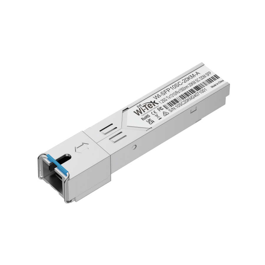 Wi-Tek WI-SFP10SC-20KM Single-Mode SFP SC Transceiver, 1.25Gbps, 20Km, Simplex SC - Wavelength: 1310nm/1550nm