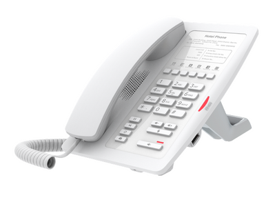 Fanvil White Elegant Hotel IP Phone with 2 SIP Lines, USB Charging Port, PoE, and HD Audio
