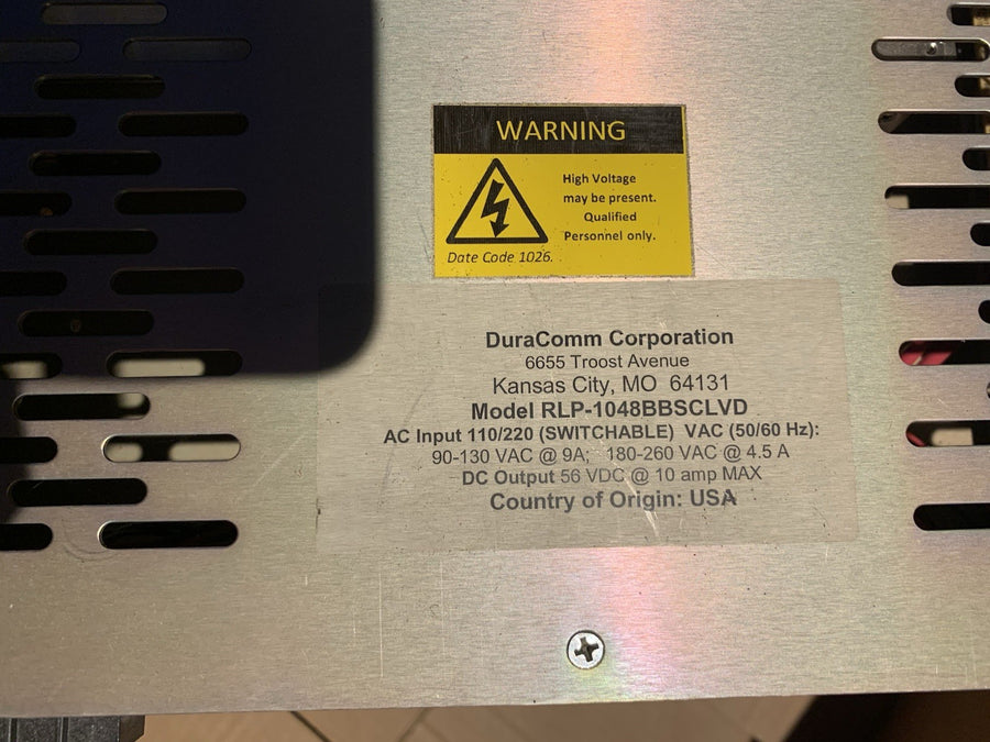Duracomm RLP-1048BBSCLVD AC/DC Rack Mount Power Supply with LVD 56VDC 10A