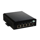 Tycon 5 Port 360W Gigabit 802.3bt PoE Switch. 802.3bt 90W Output on 4 ports. 53-57VDC wire term IN. Uplink port accepts 802.3bt 70W